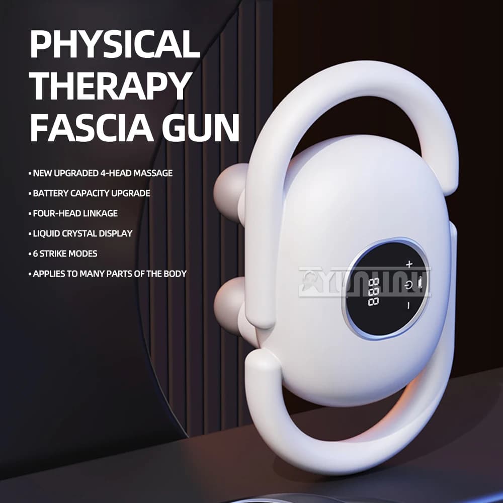 Usb Rechargeable Four-Head Fascia Gun Waist And Back Massager Deeply Vibrates Muscles