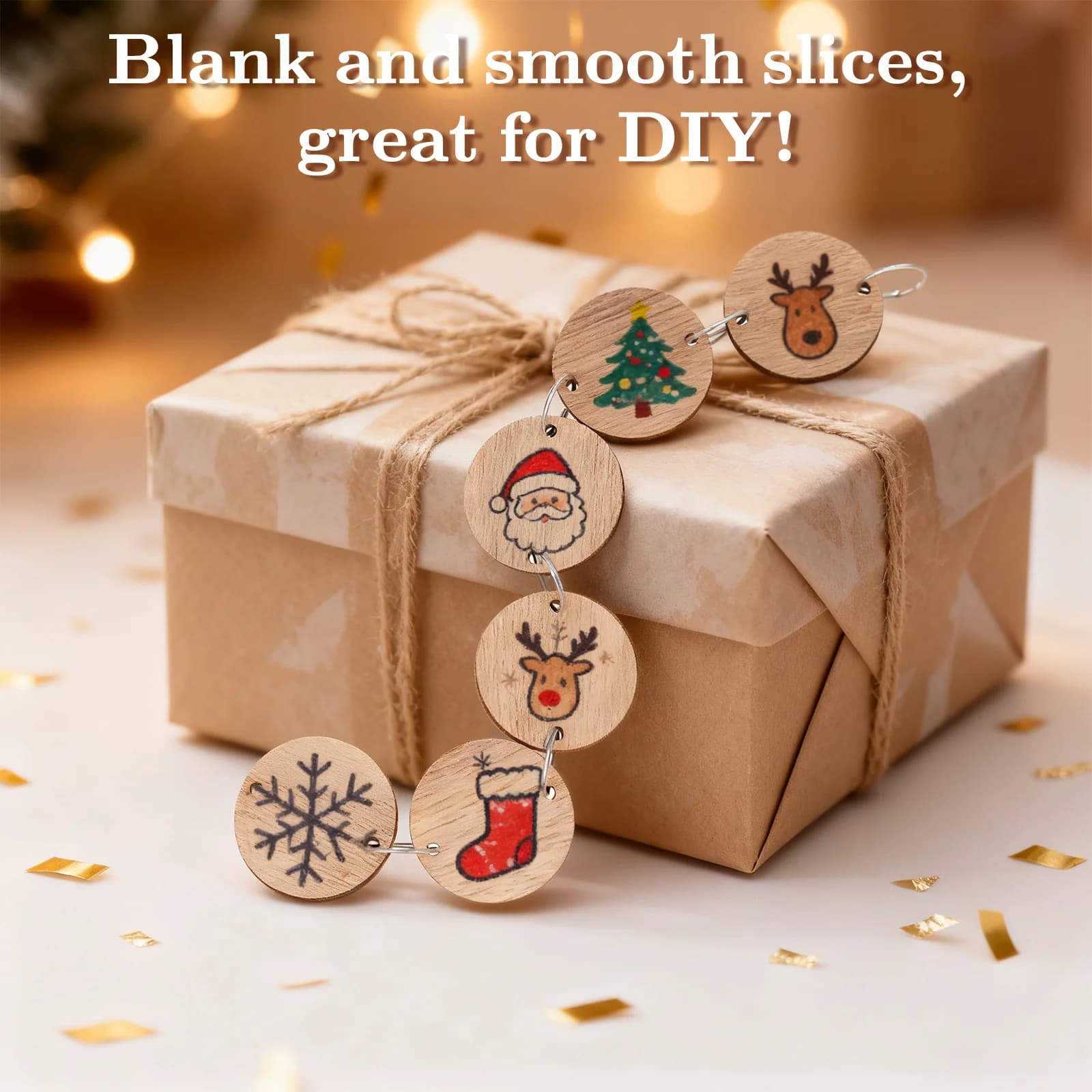 50 Pezzi di Fette di Legno con 50 Set di Perni in Ferro per Calendario Fai-da-Te, Targhe in Legno, Promemoria di Compleanno, Decorazione Casa, Artigianato
