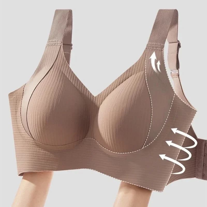 Reggiseno da donna con tracolla antiscivolo e sollevamento allargato, semplice e casual, senza traccia, bella biancheria intima regolabile con coppa piena sul retro