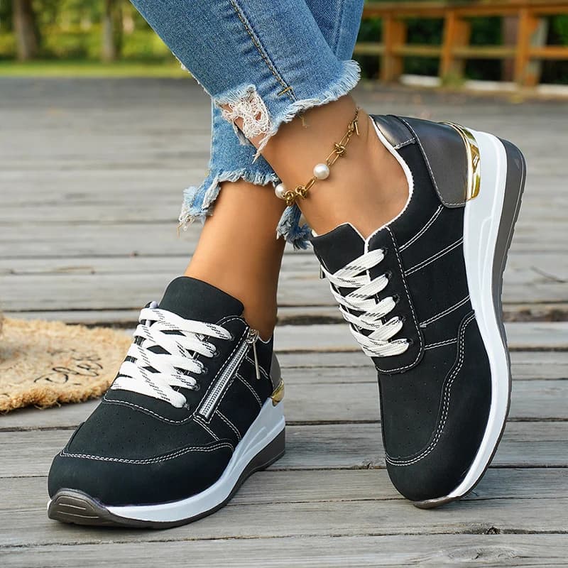 Plus Size 44 casual sneakers with platform for women Sports shoes with non-slip thick sole with laces Woman 2026 Walking shoes with spring zipper