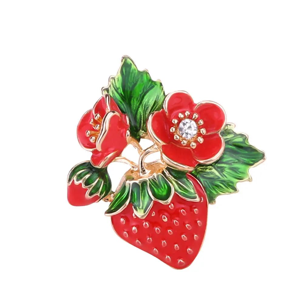 1 Pezzo Spilla a Forma di Fragola in Lega, Design Delicato con Smalto a Goccia, Rossa, Graziosa, per Borsa, Vestiti, Cappello, Sciarpa, Accessori, Regalo