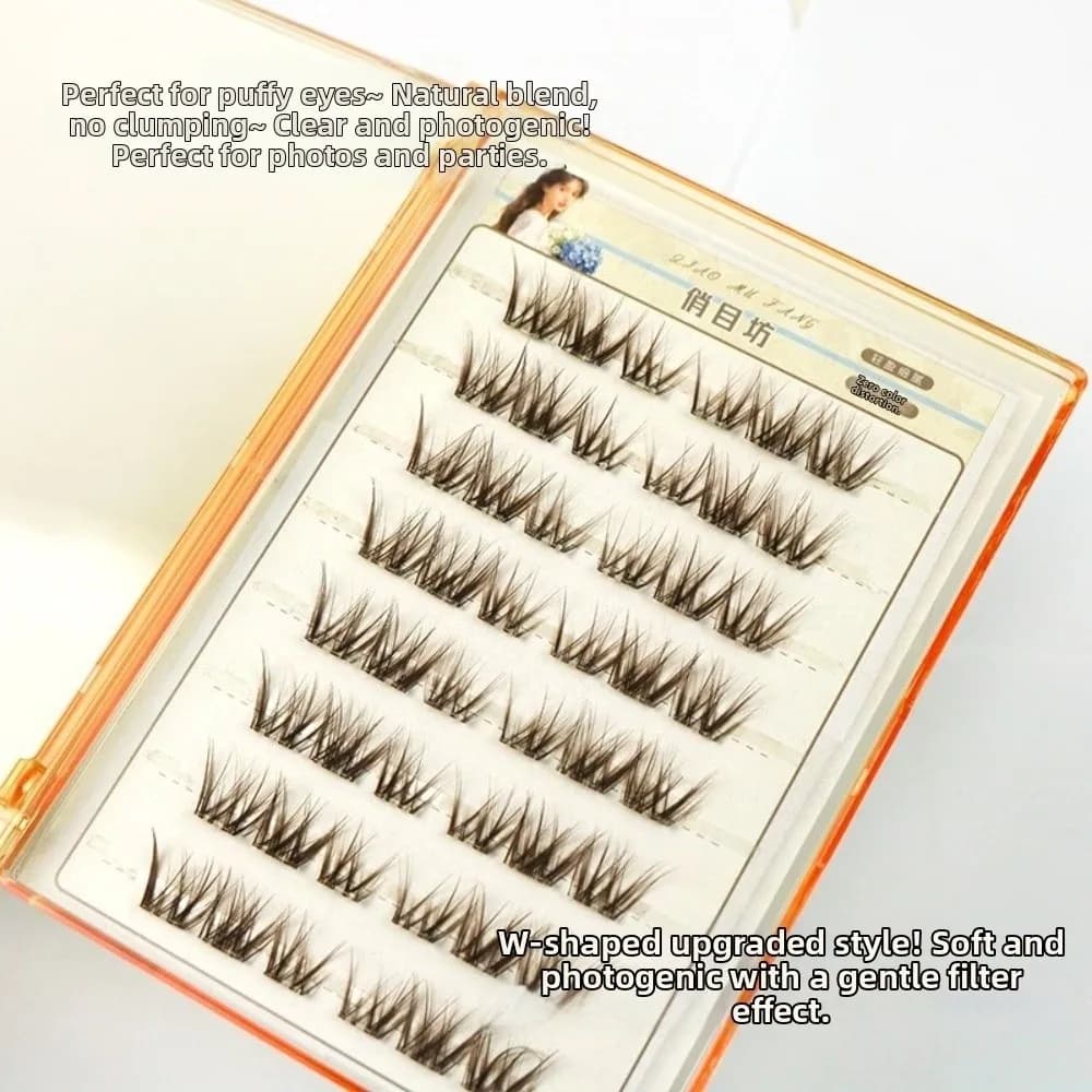 Ciglia Finte Autoadesive/Senza Colla, 48/60 Ciuffetti, 10-13MM, Stile Comic Hottie Mixed-Blood, Facili da Applicare