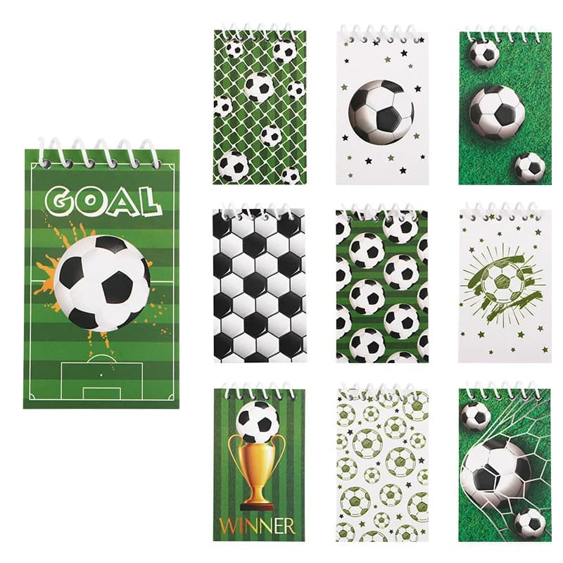 10 Pezzi Mini Quaderni a Spirale a Tema Calcio, Blocco Note per Feste a Tema Calcio, Regali per Feste di Compleanno per Tifosi di Calcio, Riempitivo per Sacchetti Regalo