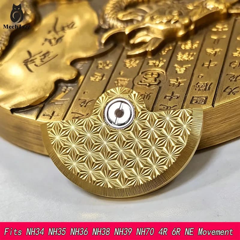 Starburst Pattern Watch Rotor (Oscillating Weight) for NH35 Movement, Compatible with NH Series, Watch Modification Parts