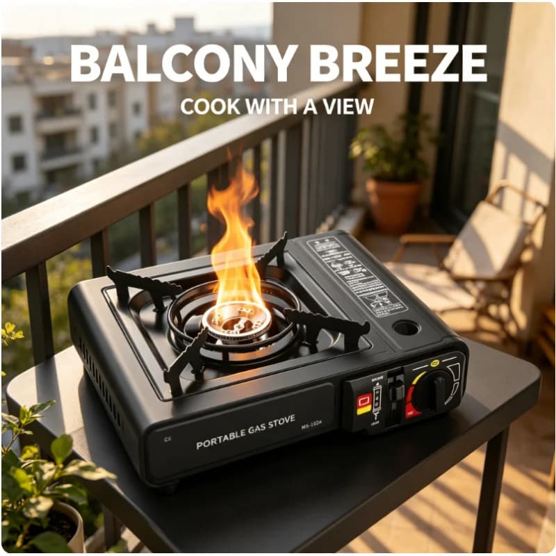 Portable Windproof Cassette Stove Lightweight BBQ Cooker with Carry Box Multifunctional Stove for Outdoor Camping Home Cooking