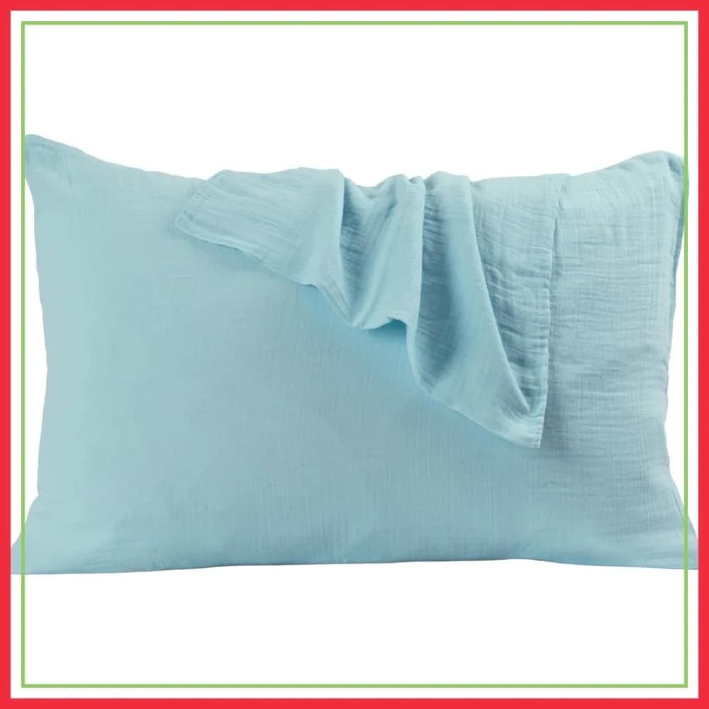 Set di 2 Federe in Mussola di Cotone Turco 100% (50x68 cm) - Traspiranti, Morbide, a Doppio Strato