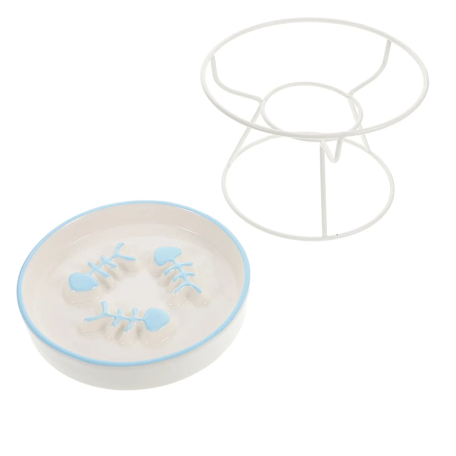 Elevated Ceramic Pet Bowl Slow Feeding Raised Cat Bowl Small Dog Food Station Iron Stand Cat Feeding Station Puppy Bowls