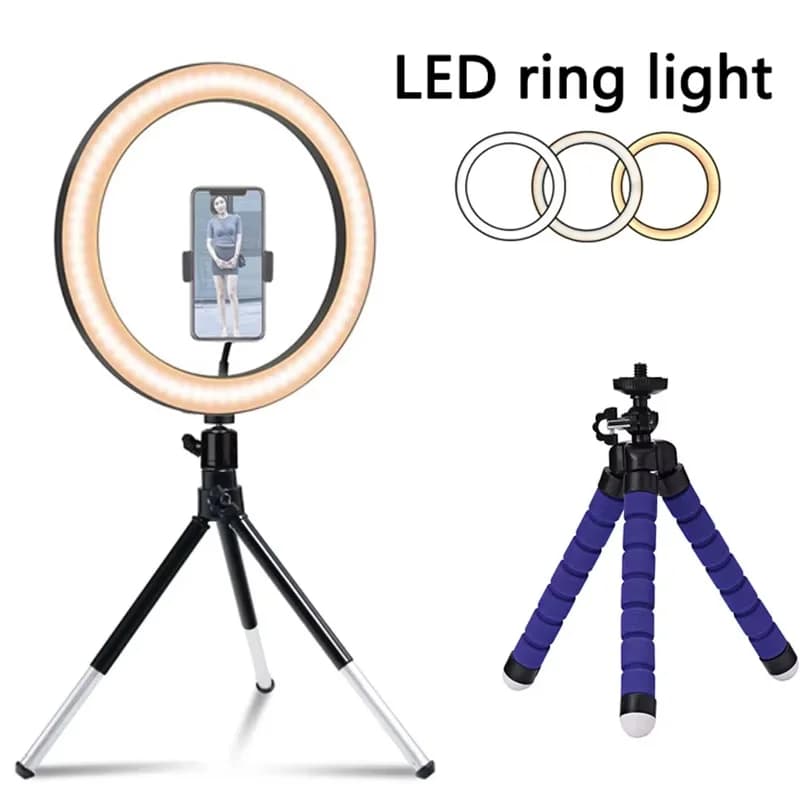 Selfie Video Light Selfie LED Anello luminoso Dimmerabile Anello rotondo Lampada di riempimento con supporto Treppiedi per illuminazione video videocamera dal vivo del telefono