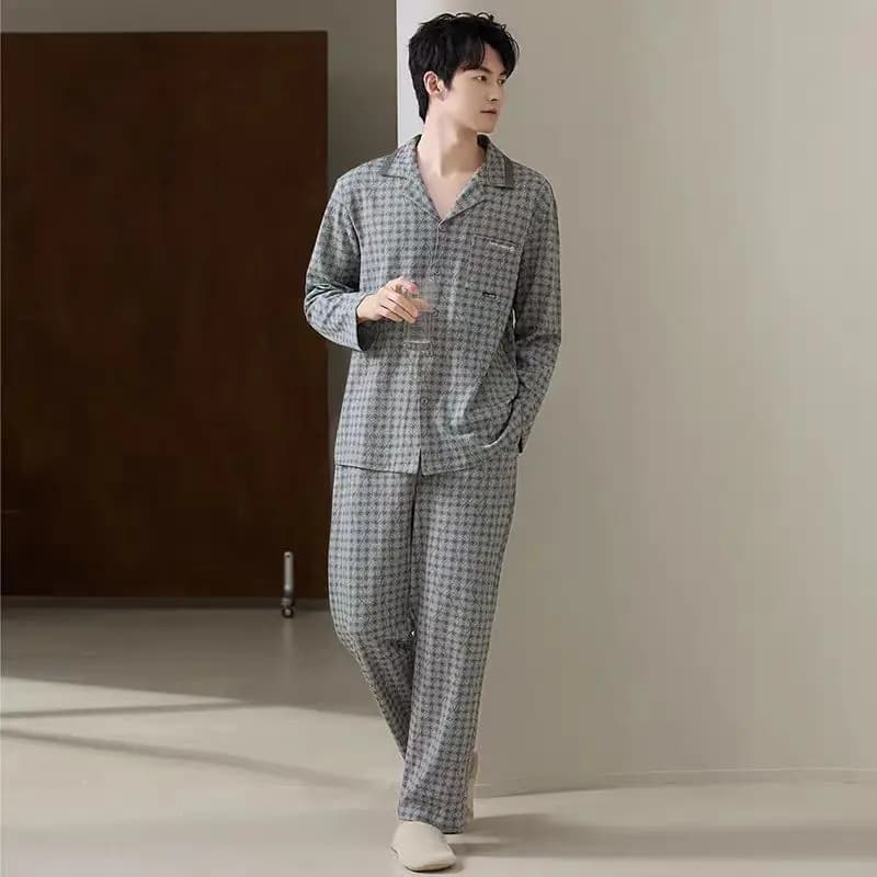 Pigiama, cardigan a maniche lunghe da uomo di alto aspetto e versatile, casual e indossabile, vestiti e pigiami per la casa larghi
