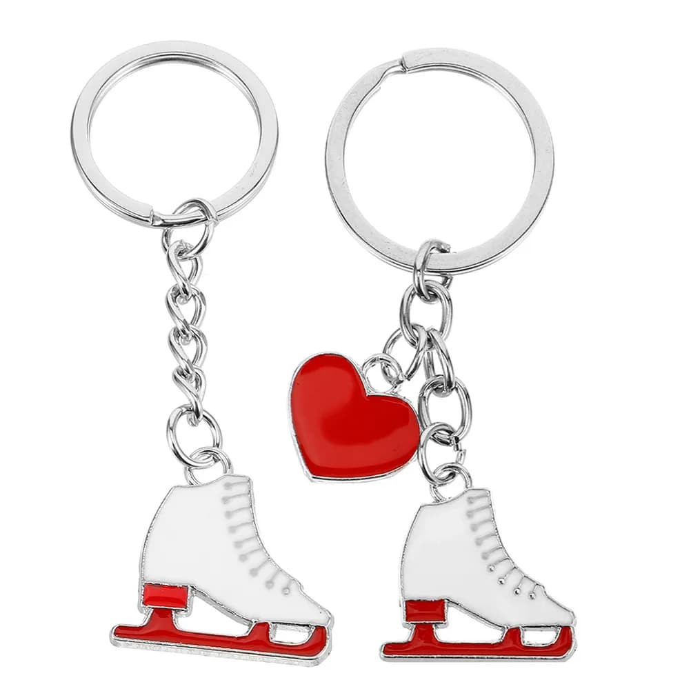 2Pcs Novel Ice Skating Keychain Adorable Skates Shoe Pendant Sturdy Metal Key Ring for Women Teens Bag Phone Decoration