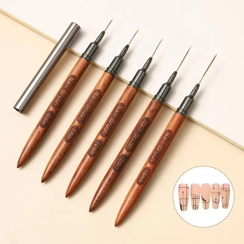 1/4/5Pcs Wood Handle Nail Brush Gel Nail Art Liner DIY Paint Brush Draw Lines Flowers UV Gel Manicure Salon Tool