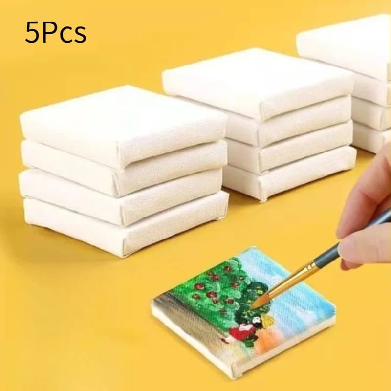 5Pcs Mini White Board Canvas for Painting Hand-drawn Graffiti Practice Oil Painting Board Mini Oil Painting Frame for Drawing