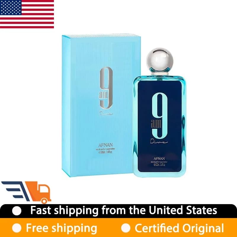 Afnan 9AM Dive Eau de Parfum Spray Unisex 100ML, Original Arab Perfume, Oriental Fragrance to Vanilla, Cologne with Feromoni