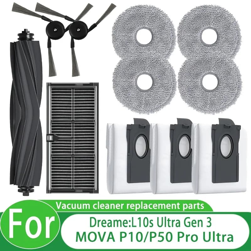 11Pcs Spare Replacement Parts Kit for Dreame L10S Ultra Gen3 MOVA P10 P50 Pro Ultra Robot Vacuum Cleaner Accessories