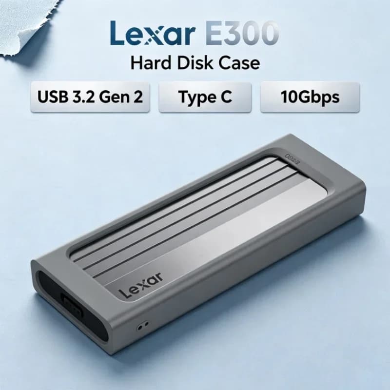 Lexar E300 M.2 SSD Enclosure USB 3.2 Gen 2 Type C Hard Disk Case for 2230/2242/2260/2280 Mobile NVMe SSD Housing