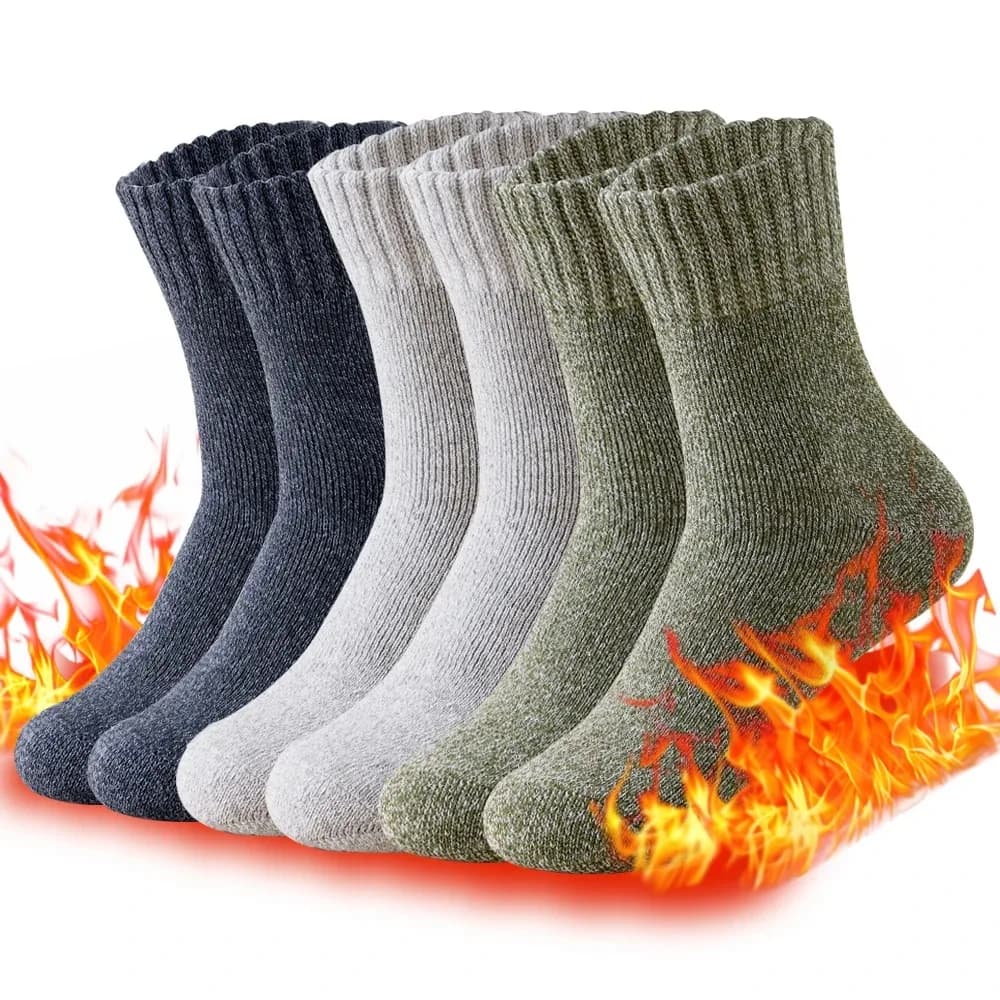 3 pairs of men winter socks in thick wool, hot socks for work for cold weather, size 39–44