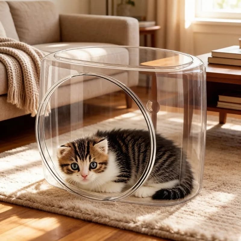 Cuccia per Gatti Trasparente a Forma di Albero, Ampio Nido Estivo per Animali Domestici con Design Anti-Pelo Appiccicoso