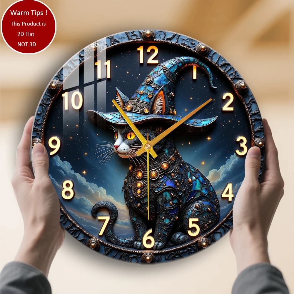 Tempered Glass Wall Clock Witch on the watch suitable for wall decorations or table display anywhere