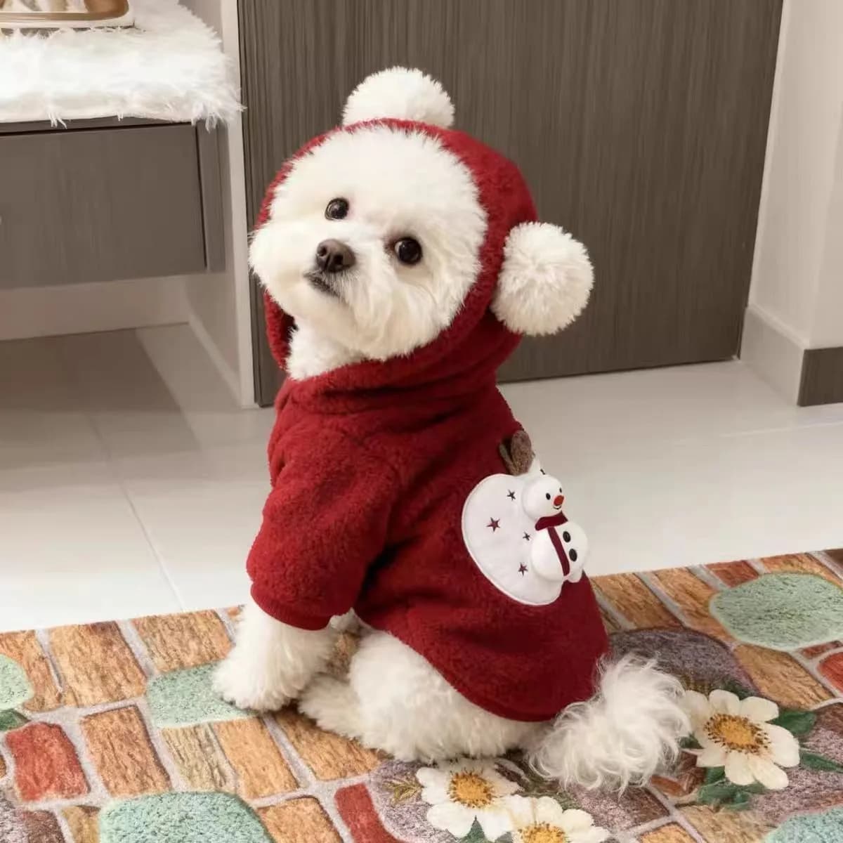 Felpa Invernale per Cani Piccoli, Dolce Maglione per Cuccioli, Caldo Pullover Cartoon per Animali Domestici, Vestiti Carini per Cani per il Nuovo Anno