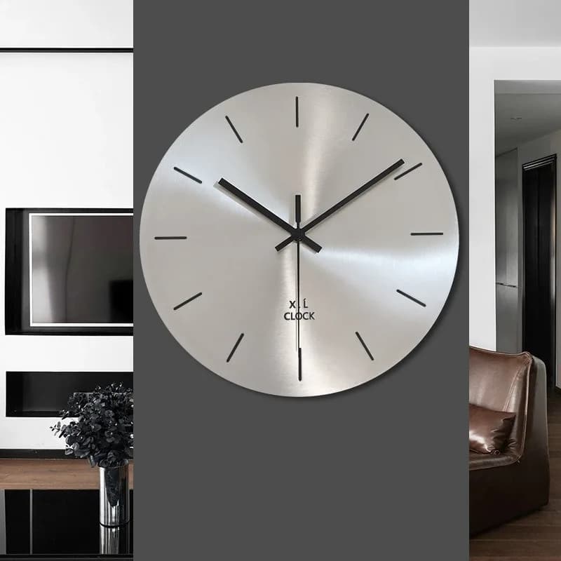 Metal Wall Clocks Modern Minimalist Circular Hanging Clock Living Room Silver Hollow Decor Clock Luxury Elegant Design Clocks