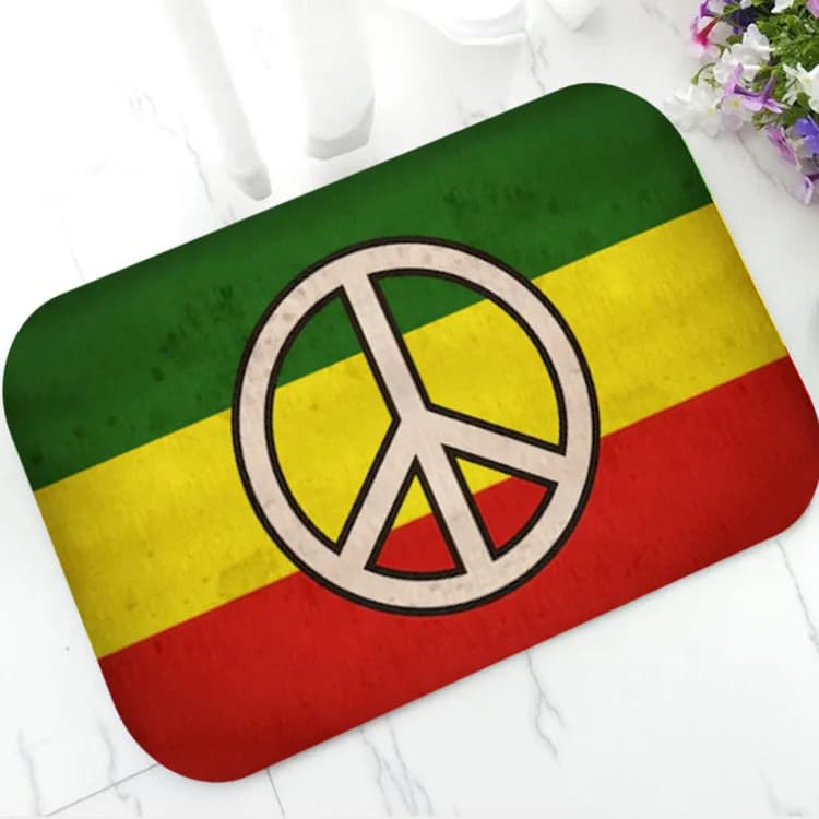 Tappetino con bandiera della pace reggae, tappetino antiscivolo per porta d'ingresso, decorazione per la casa, forniture per gli amanti della musica reggae