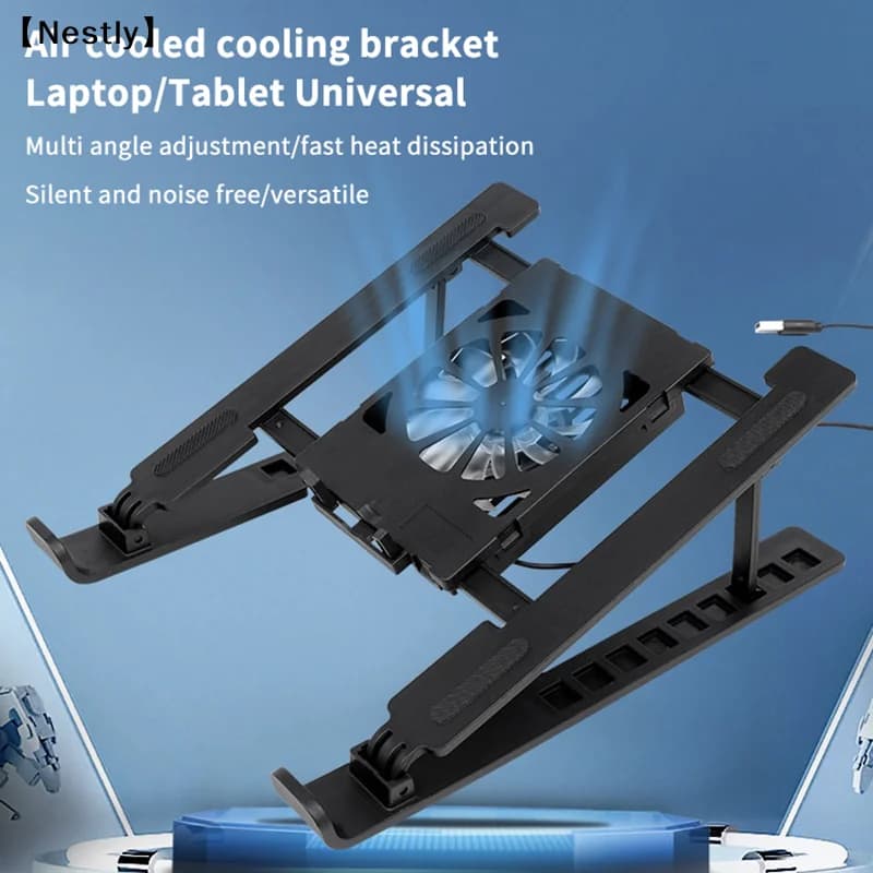 Laptop Cooler Base Stand Foldable Laptop Cooling Pad Holder Notebook Radiator Bracket Heighten Rack With 1 Cooling Fans〔Nest〕