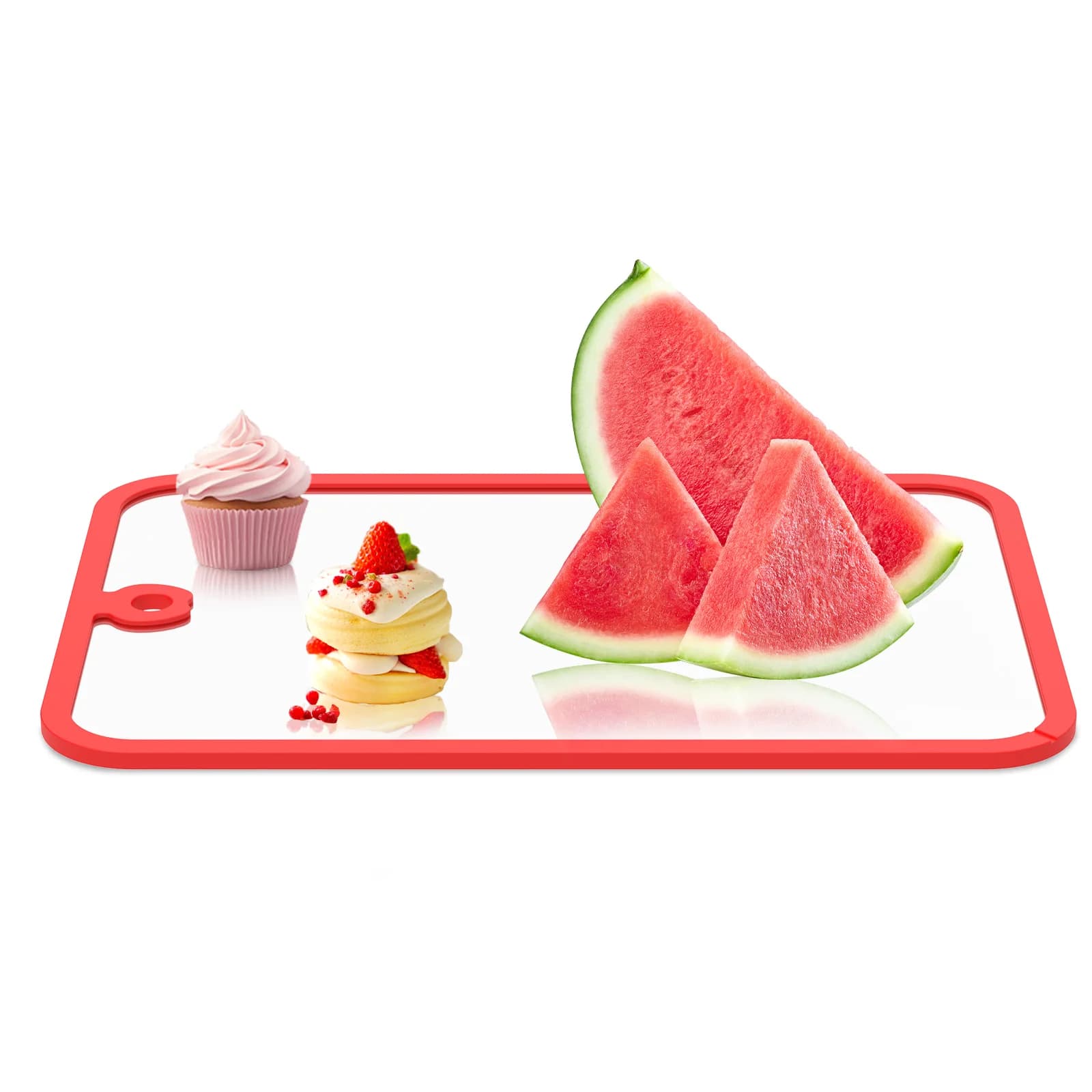 Transparent Tempered Glass Cutters with anti-slip edges and hole to hang the preparation of meals in the kitchen Healthy kitchen