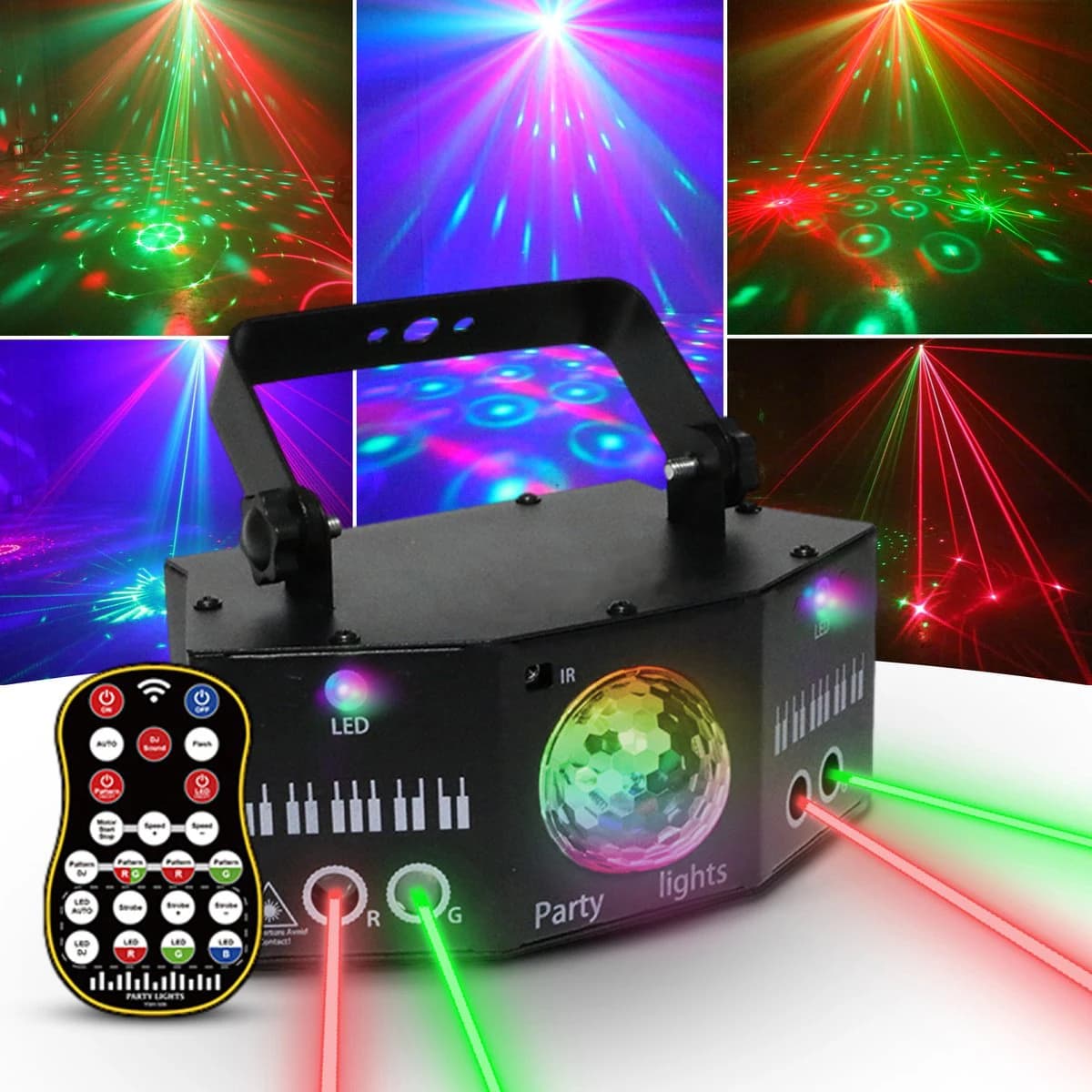 Luce da palco Wuzstar RGB LED con effetto laser, lampada da discoteca per feste, illuminazione per esterni, discoteche, controllo DMX, PC, laser di successo