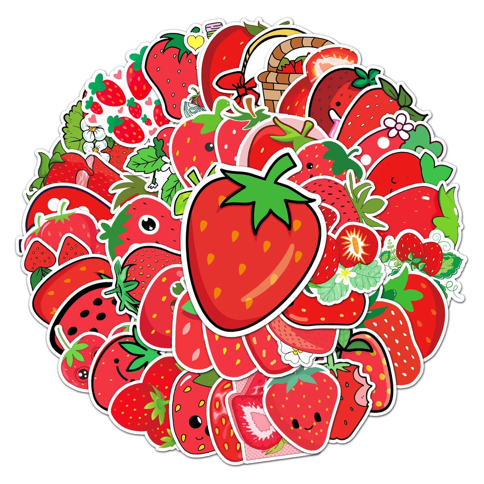 50 pezzi adesivi doodle cartone animato fragola frutta carina decalcomania cartone animato notebook telefono chitarra skateboard adesivo impermeabile giocattolo per bambini