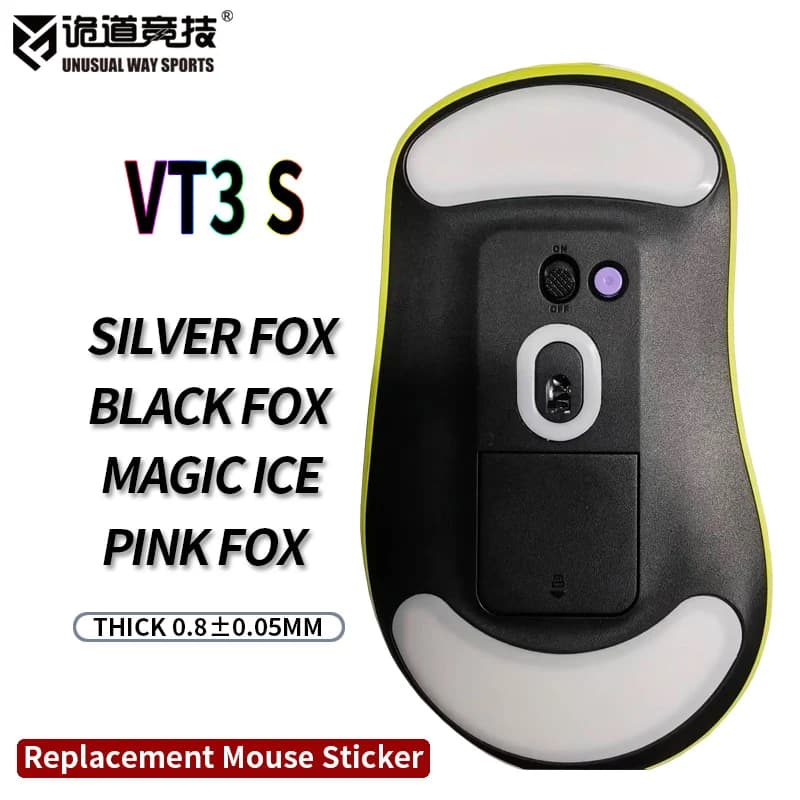 Piedini per Mouse UnusualWaySports VT3 S, Superficie Curva in PTFE Anti-Collapso, Magic Ice