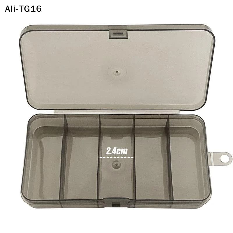 daNr6 da2 Pieces 5-part Plastic Fishing Equipment Box, Portable, Transparent, Hanging, Esche Container, Fishing Tool Case