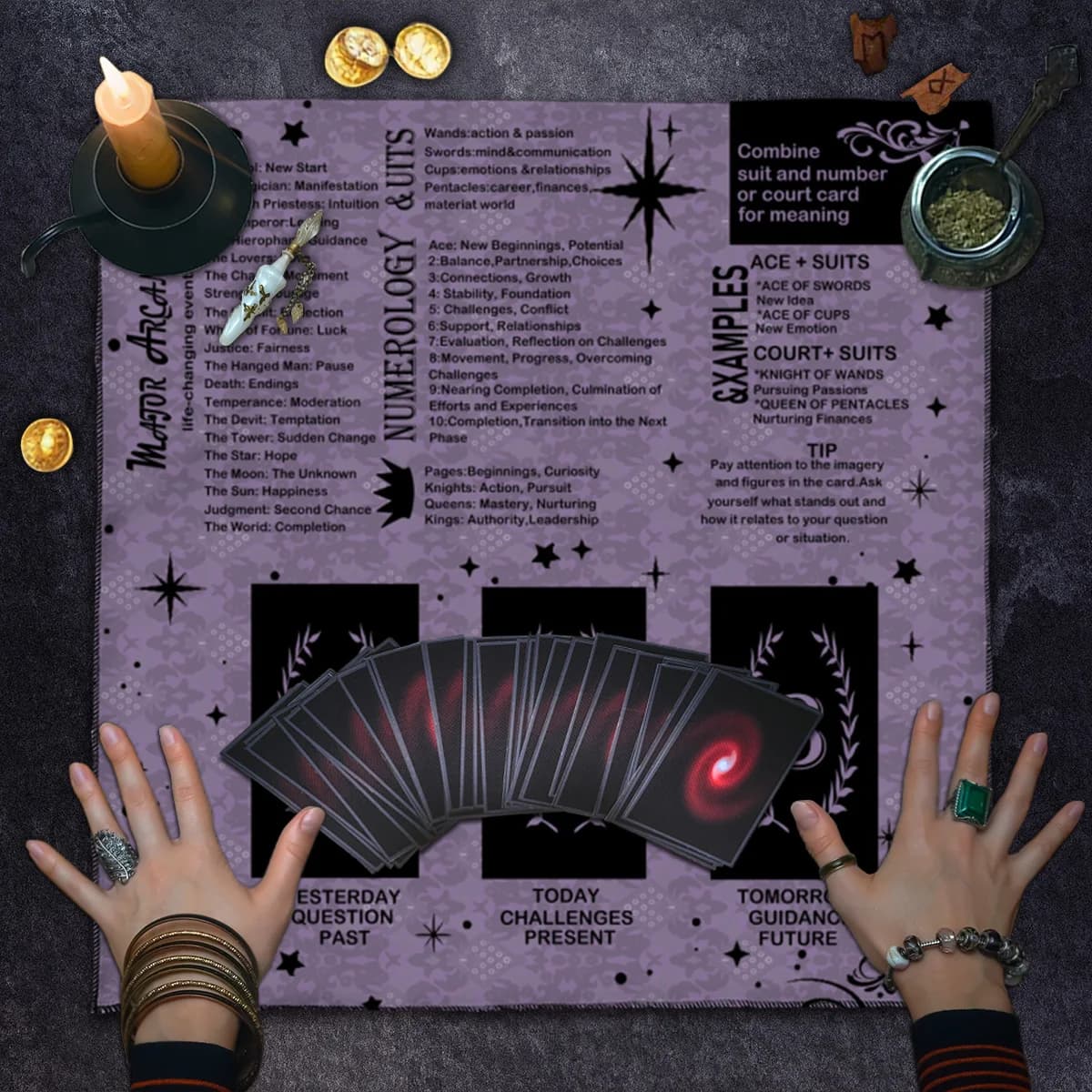 Parola Astrologia Tarocchi Tovaglia Altare per Divinazione Oracolo Stregoneria Rituale Tappetino Decorazioni per giochi di carte