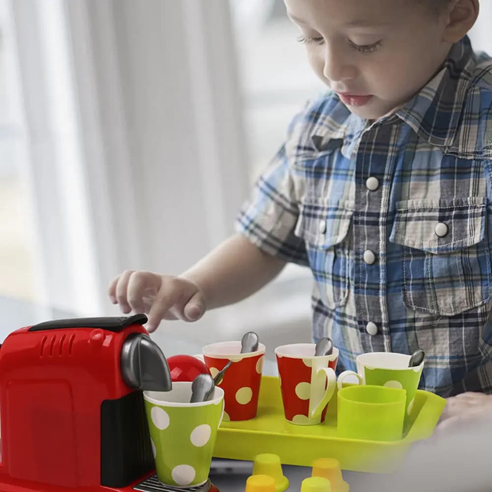 Set da Cucina per Bambini con Macchina del Caffè Simulata, Giocattolo Educativo Creativo per l'Apprendimento Precoce