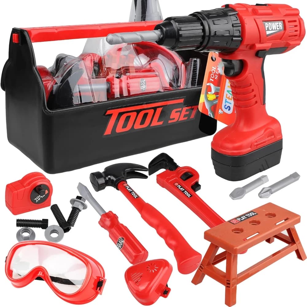 Set di attrezzi per bambini con trapano giocattolo elettrico giocattolo per la costruzione di energia per bambini gioco di imitazione Kit di strumenti giocattolo per bambini ragazzi ragazze bambino