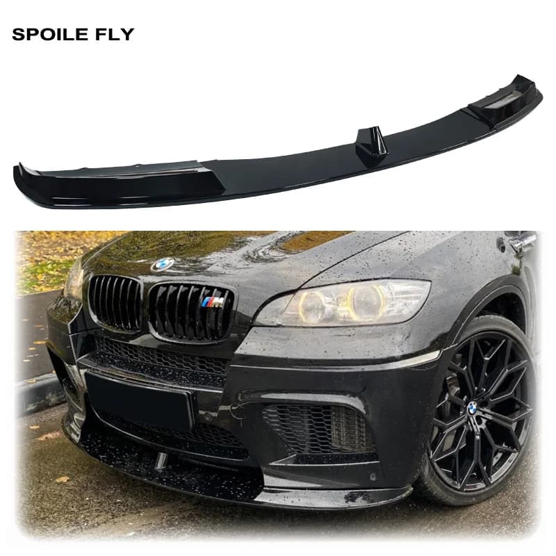 3PCS 2007 To 2014 For BMW E70 E71 X5M X6M MP Style Front Bumper Splitter Lip Diffuser Body Kit Spoiler Guard Cover Gloss Black