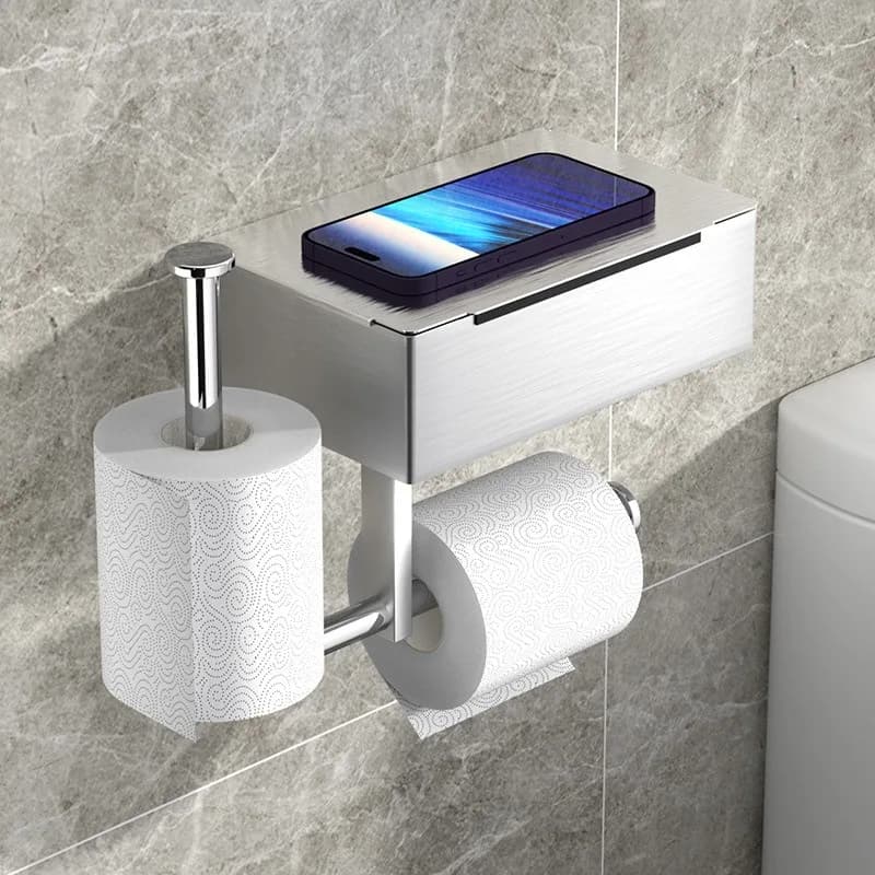 1PCS Stainless Steel WipeToilet Paper Holder - Bathroom Wall-Mounted No Drill Paper Towel Dispenser Rack for Toilet Bathrooms