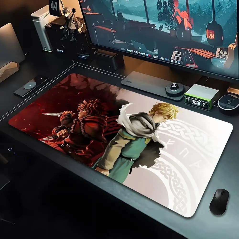 Tappetino per mouse anime V-vinland S-saga, tappetino per mouse grande da gioco con bordi rinforzati, tappetino per tastiera e scrivania per computer