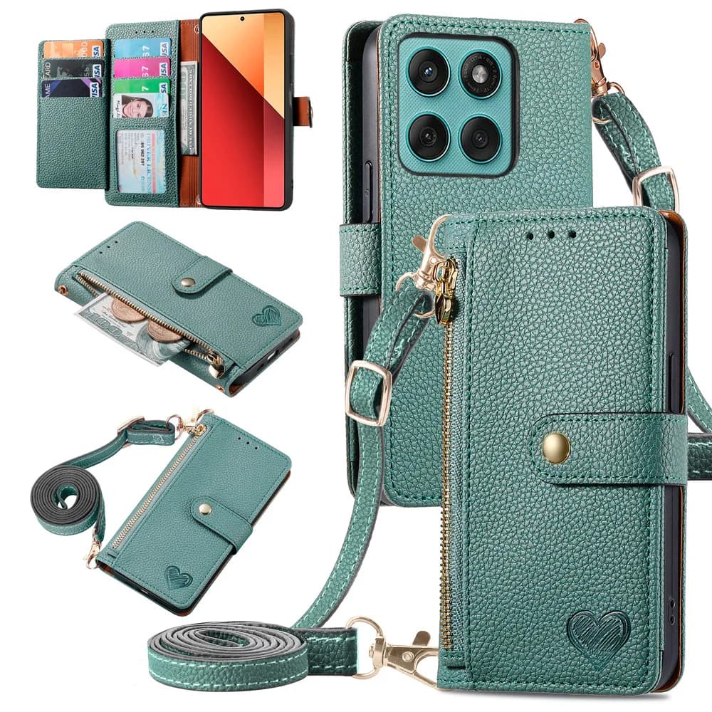 Per Motorola G96 G86 G56 G85 G54 Custodia a portafoglio con cerniera RFID in pelle con tracolla Capa Moto G84 G75 G24 G34 G23 G55 G35 G04 Funda