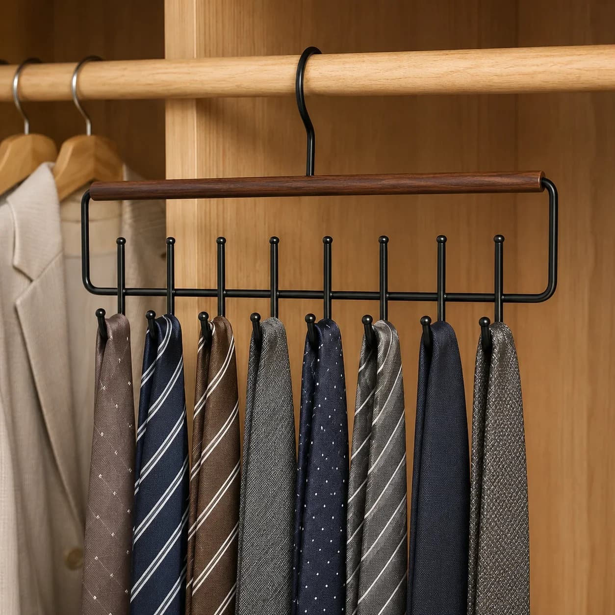 Tie Belt Scarf Hanger 16 Hooks Closet Organizer Space Saving Rotating Hook Iron Rack for Bra Tank Top Handbag Wardrobe Storage