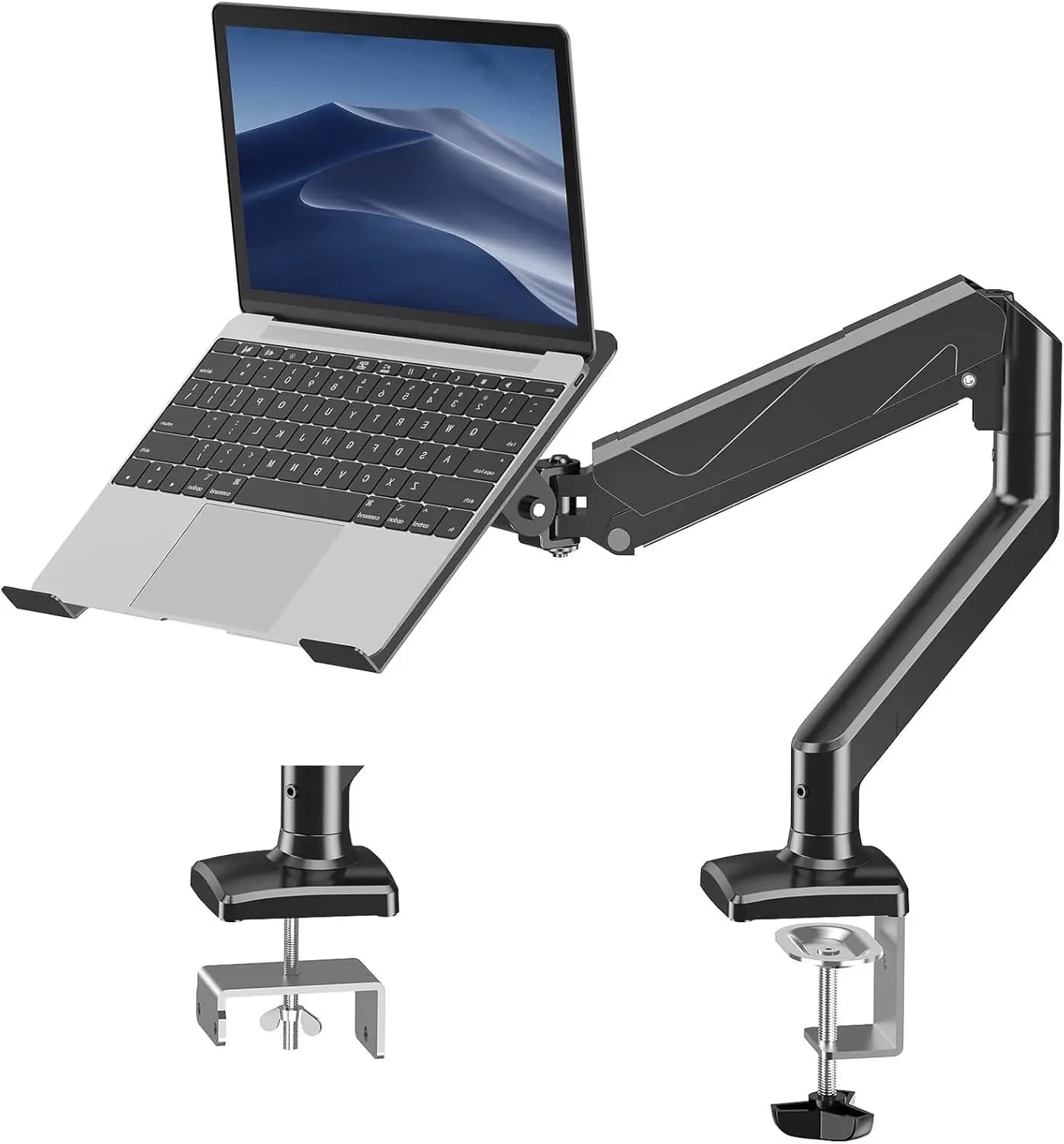 Supporto per Laptop 2-in-1 da Scrivania con Braccio a Molla a Gas, per Notebook da 17" e Schermo da 32" fino a 8 kg