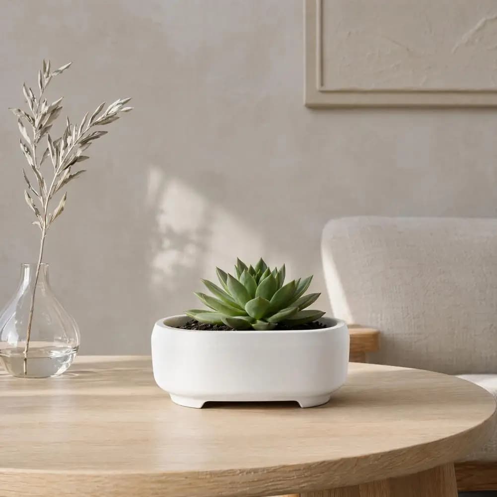 Flower Pot Rounded Line Plant Container Oval Indoor Green Pot Multi-purpose Flower Planter for Small Foliage Plants Home Decor