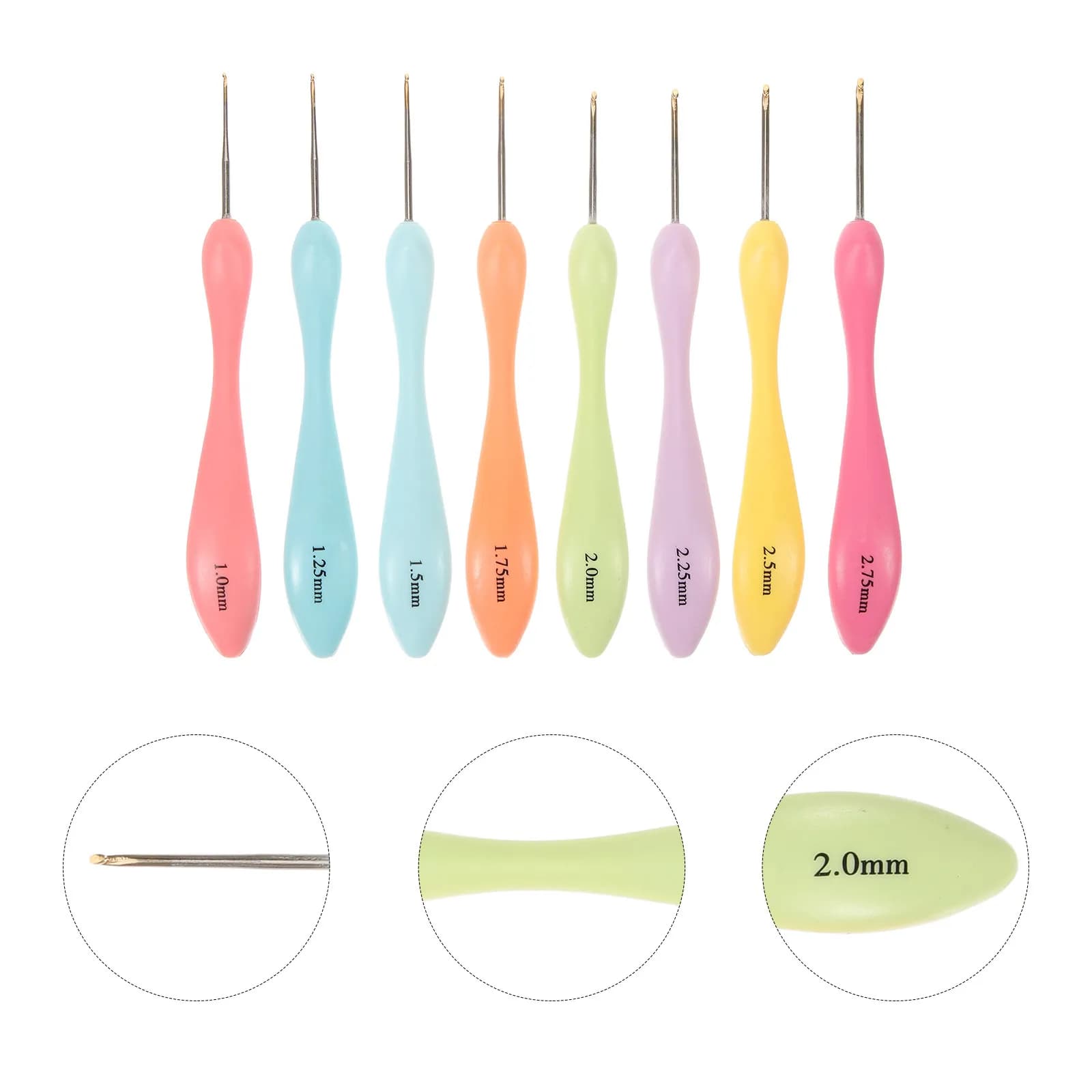 Set di 8 uncinetti compatti e leggeri dal design ergonomico per tessitura di tappeti, intrecciatura, cappelli, sciarpe e fai da te