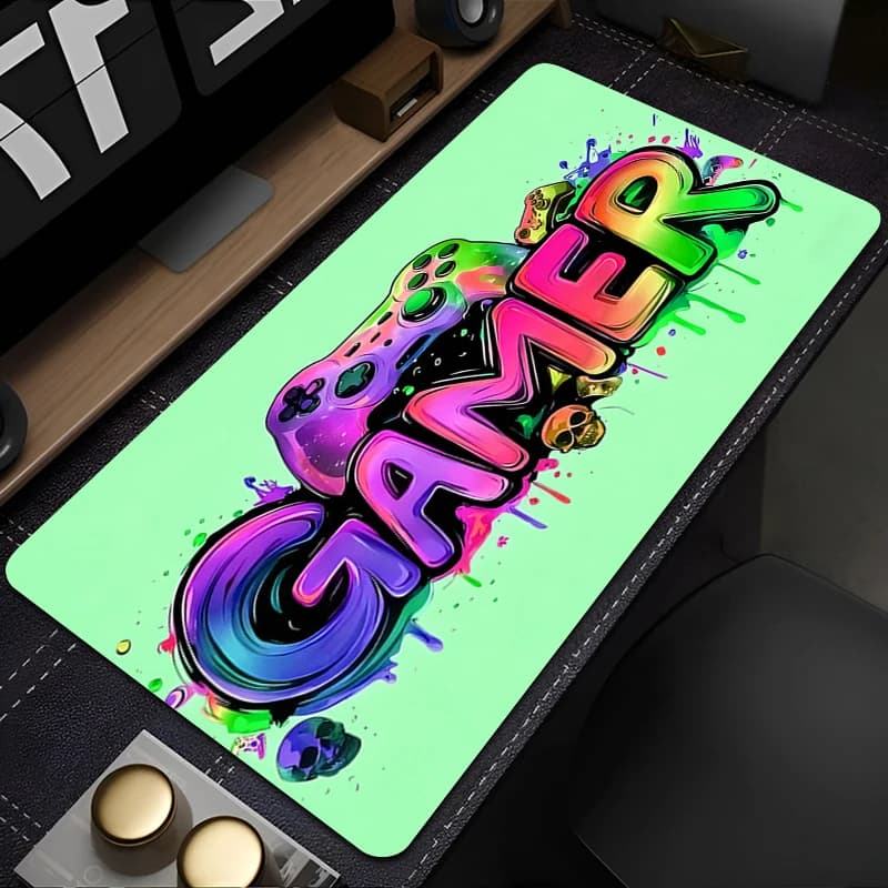 Tappetino per Mouse da Gaming 90x40cm Antiscivolo, Controller di Gioco Anime, Tappetino per Scrivania PC Gamer per CS GO, Ufficio, Laptop, Mousepad Kawaii