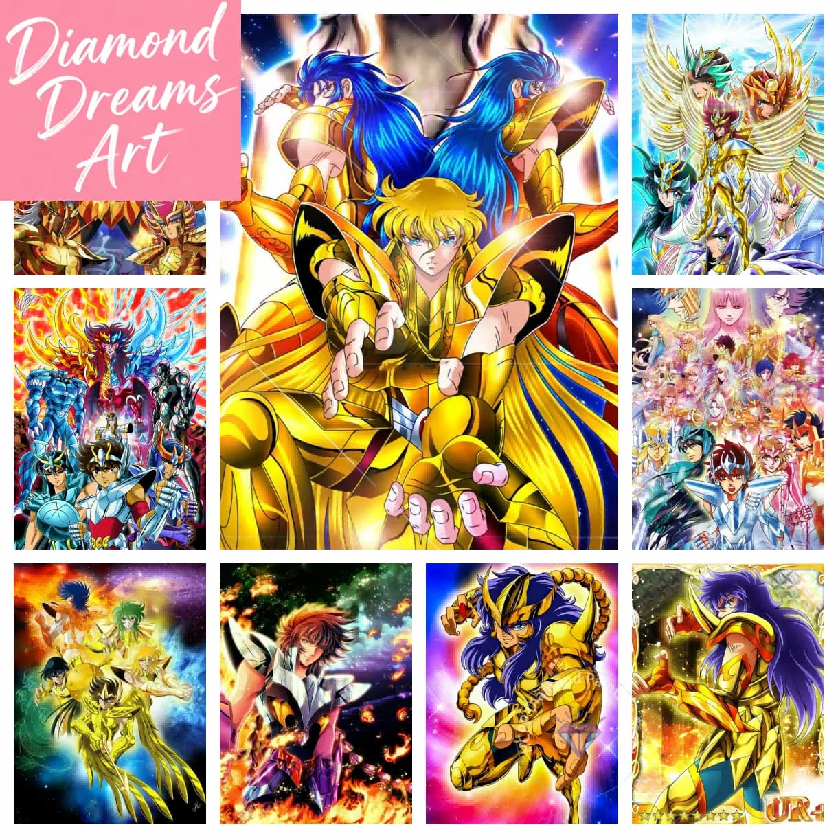Kit Pittura Diamante 5D Senza Cornice S-Saint-Seiya, Ricamo Diamantato Fai da Te, Arte Giapponese Manga, Regalo per Bambini, Decorazione Casa