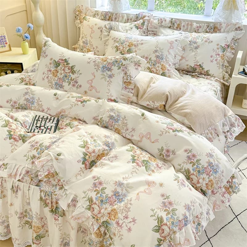 Bonenjoy Copripiumino Stile Floreale, Copripiumino Singolo/Matrimoniale/Queen/King Size, Copripiumino (Senza Federa)
