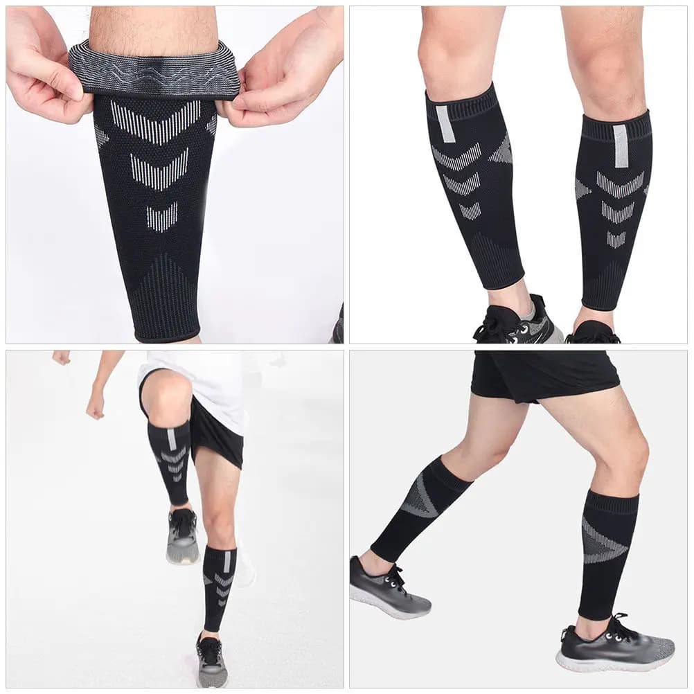 2 Pezzi Manicotti a Compressione per Polpacci, Traspiranti, Delicati sulla Pelle, Calze Elastiche per Uomini e Donne, Scaldamuscoli per Sport, Corsa, Basket