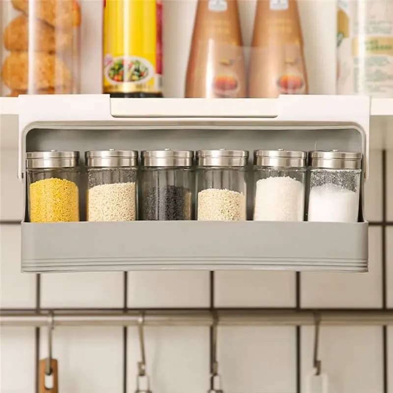 NUOVO! Disponibile - Porta Spezie da Parete Senza Foratura, Regolabile, Set Combinato di Contenitori per Condimenti e Barbecue, Organizzatore Salvaspazio