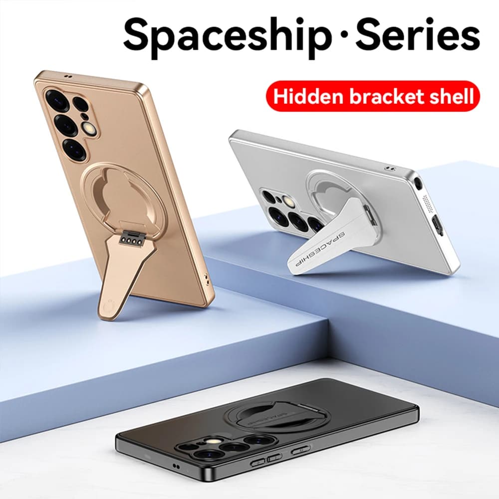 Magnetic Luxury Hidden Foldable Holder for Samsung S25 Ultra S25 S25Plus S25Edge Wireless Charging Shock Cover