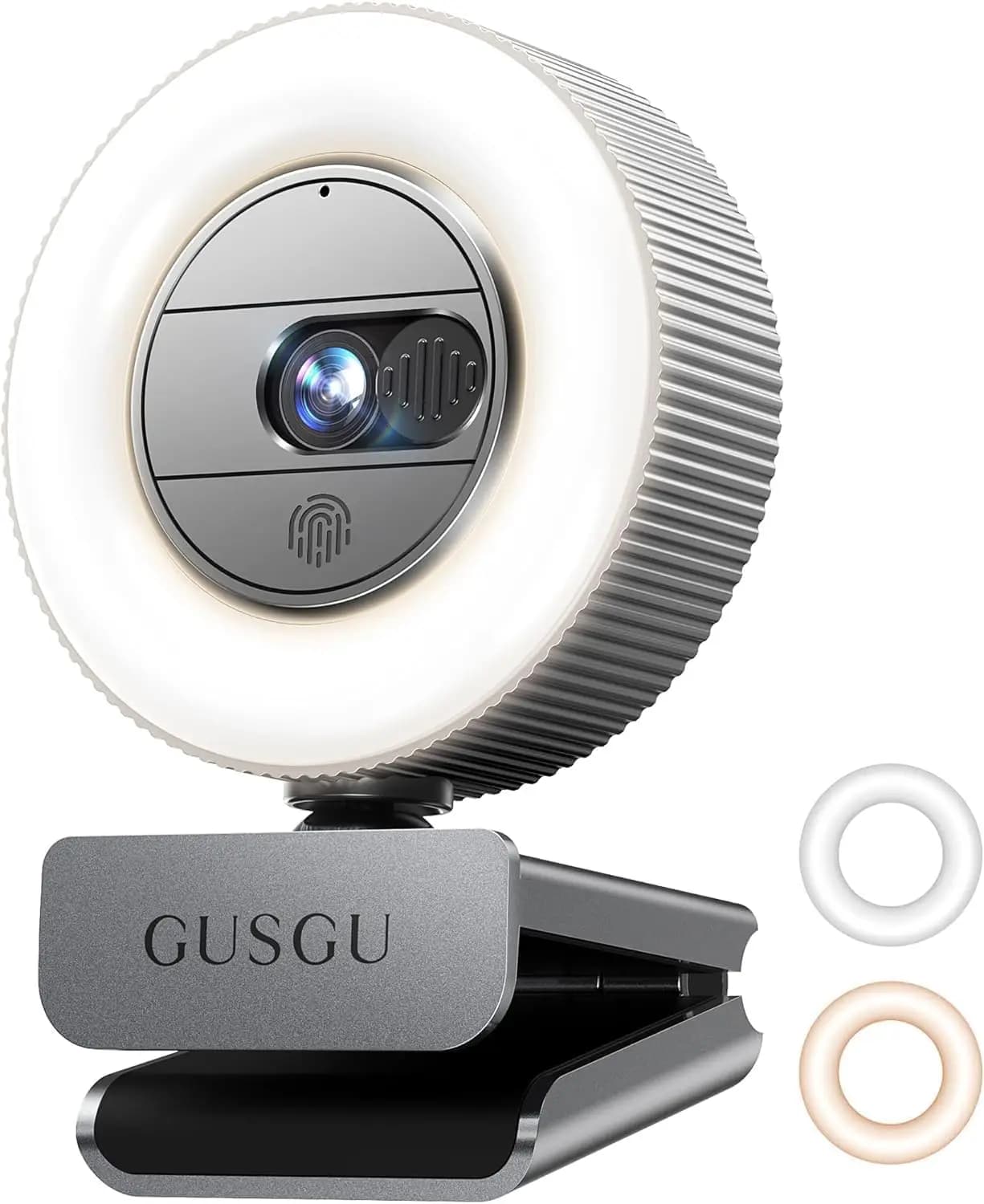 Webcam 2K Quad HD con Microfono, Luce e Copertura Privacy per PC/Laptop/MacBook