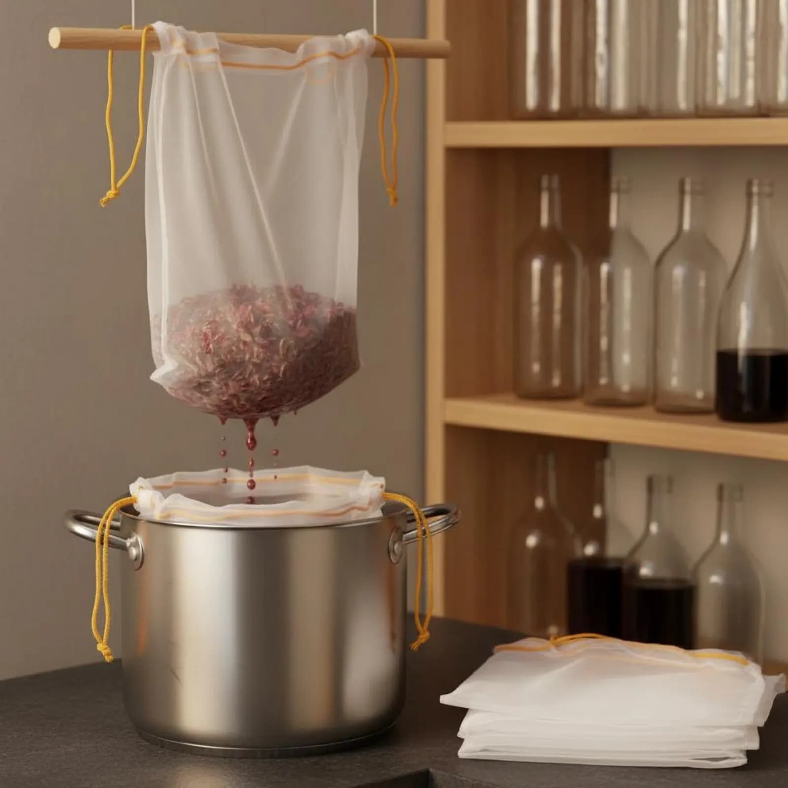 4 Sacchetti Filtranti per Miele Riutilizzabili, Sacchetti Filtranti per Miele Superfini Lavabili Multiuso per Apicoltori